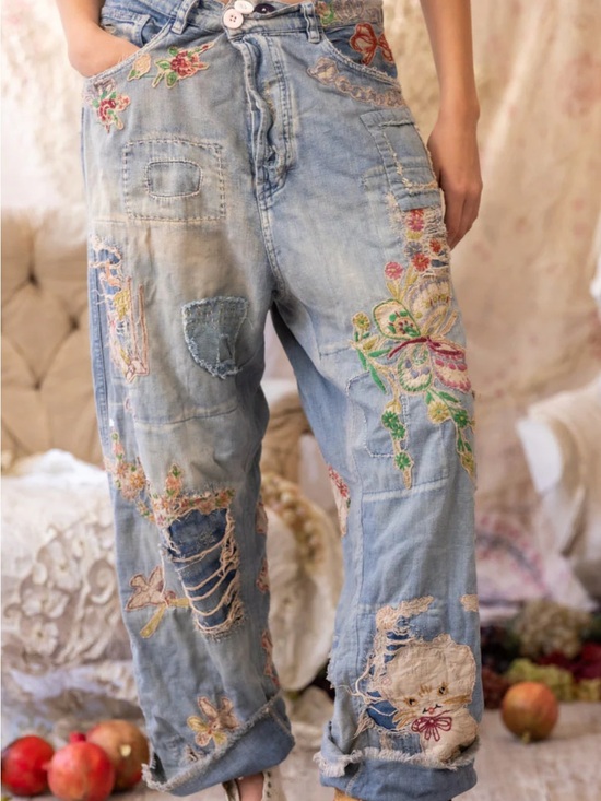 Magnolia Pearl Pants - Magnolia Pearl Lil’ Friends Miners Denim Pants 423, Washed Indigo, OS